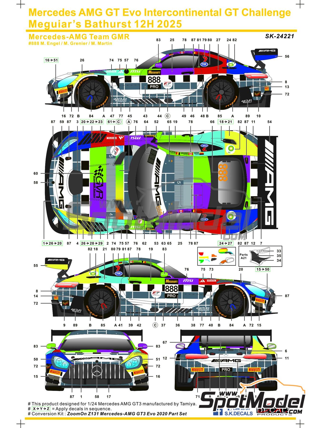 SK Decals SK-24221: Marking / livery 1/24 scale - Mercedes AMG GT3